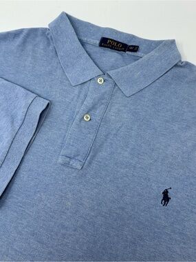 Polo Ralph Lauren Mens 2XLT Blue Short Sleeve Polo Shirt Tall 100% Cotton A6